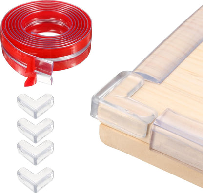 uxcell Edge Protector, 6.6ft (2M) x 0.4" (10MM) Clear Furniture Corner Guard PVC Strong Adhesive Proofing Edge Safety Bumpers with 4 Corners Guards for Table Cabinets