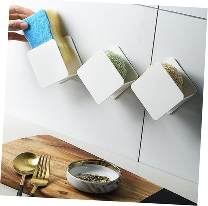 2pcs Wall-Mounted Sponge Drain Rack for Kitchen Sink Quick-Drying Storage Holder for Dishcloths and Cleaning Sponges No-Drill Material Design