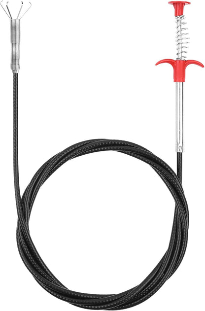 Drain Snake Auger with 4-Claw Grabber, Manual Sink Unclogger Tool, Flexible Cable for Kitchen, Bathroom Floor Drains & Pipes, Food & Hair Clog Remover (40 Inches)