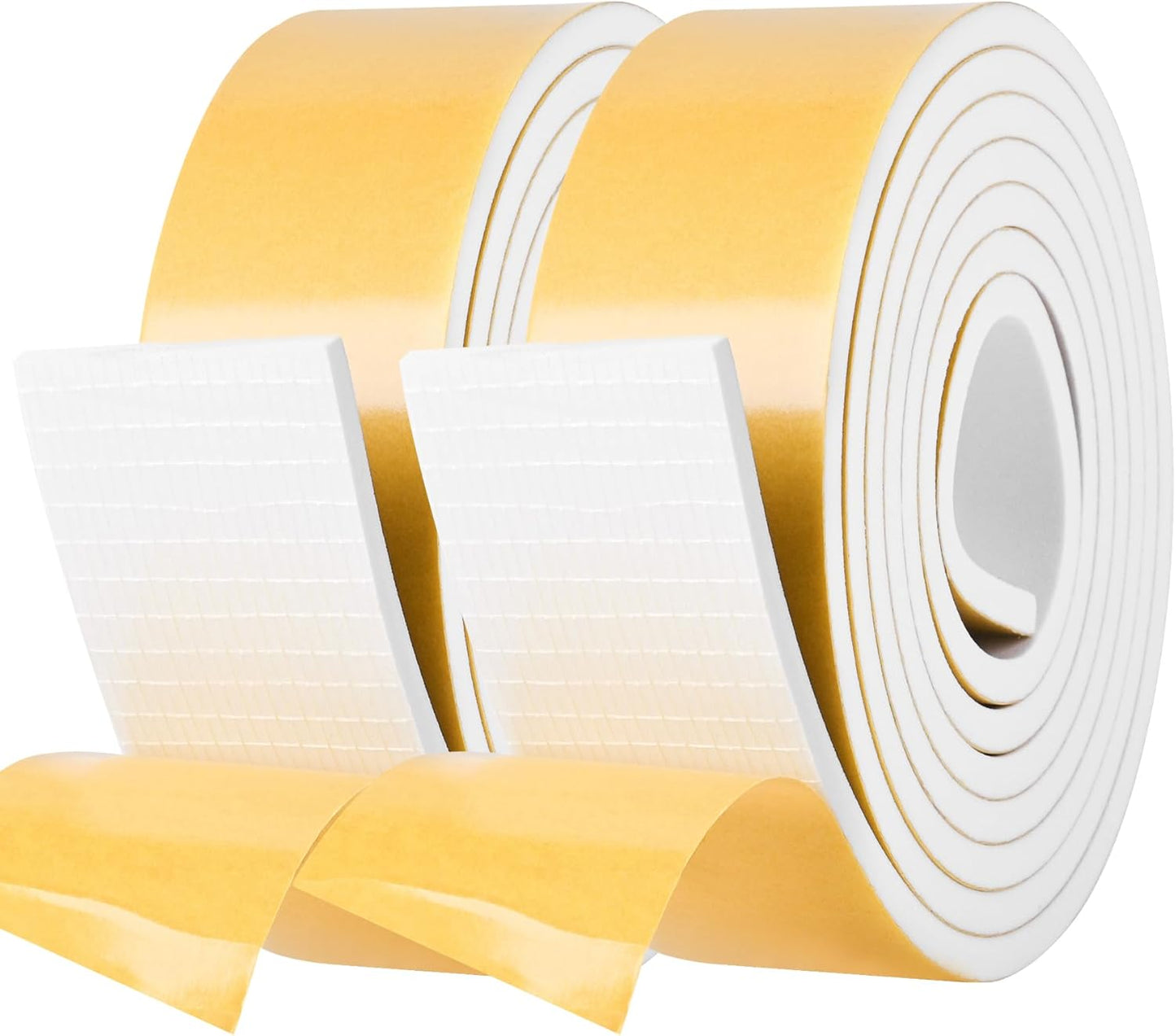Self Adhesive Foam Tape Weatherstrip 1/2in x 1/4in x 42Ft High Density Foam Insulation Strips Foam Seal Weather Stripping with Strong Adhesive for Door and Window Sound Isolation Soundproofing, White