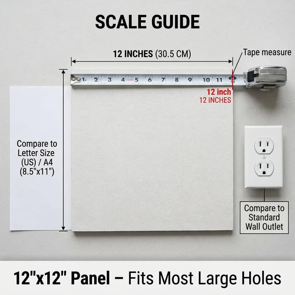 Drywall Repair Kit，34 Pcs 12x12inch Wall Patch Kit with Saw& Wood Boards，Drywall Patch Kit for Large Holes，Sheetrock Repair Kit for Cracks, Dents & Nail Holes-Quick & Easy Wall Surface Repair Solution