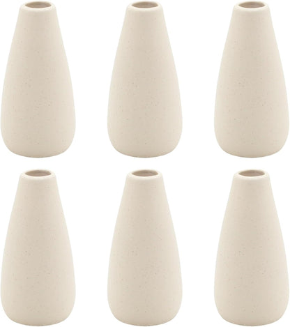 YANLING 6 Pack White Vase Small Ceramic Vases for Decor, Bud Vases | for Centerpieces White Vases for Flowers Boho Home Decor, Pampas Grass Dried Flowers Vases