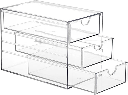 BTSKY Clear Plastic Battery Storage Organizer for AA, AAA, 9V, C, D Batteries, 5-Drawer Storage Box Battery Holder Organizer for Common Types Batteries, Household Container(Batteries Not Included)