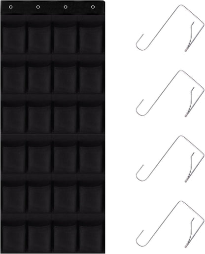 Over the Door Shoe Organizer,24 Mesh Pockets,Hanging Storage (White) | Large breathable mesh pockets for shoes, accessories,and small items,hanging storage holder for bedroom,closet,or entryway.