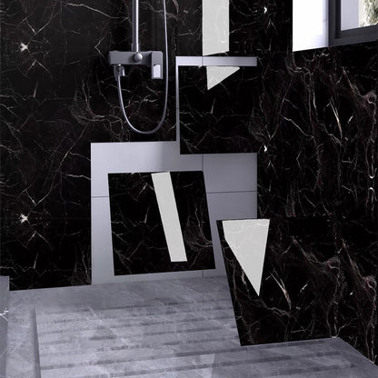 Chejiaye Shower Wall Panels Peel and Stick,Marble Wall Panels for Interior Decor,Backsplash Tile for Kitchen Showers Bathrooms Living Rooms 11.8"x11.8"in 10Pcs, Grey (Not Real Tile,9.7 Sq.ft)