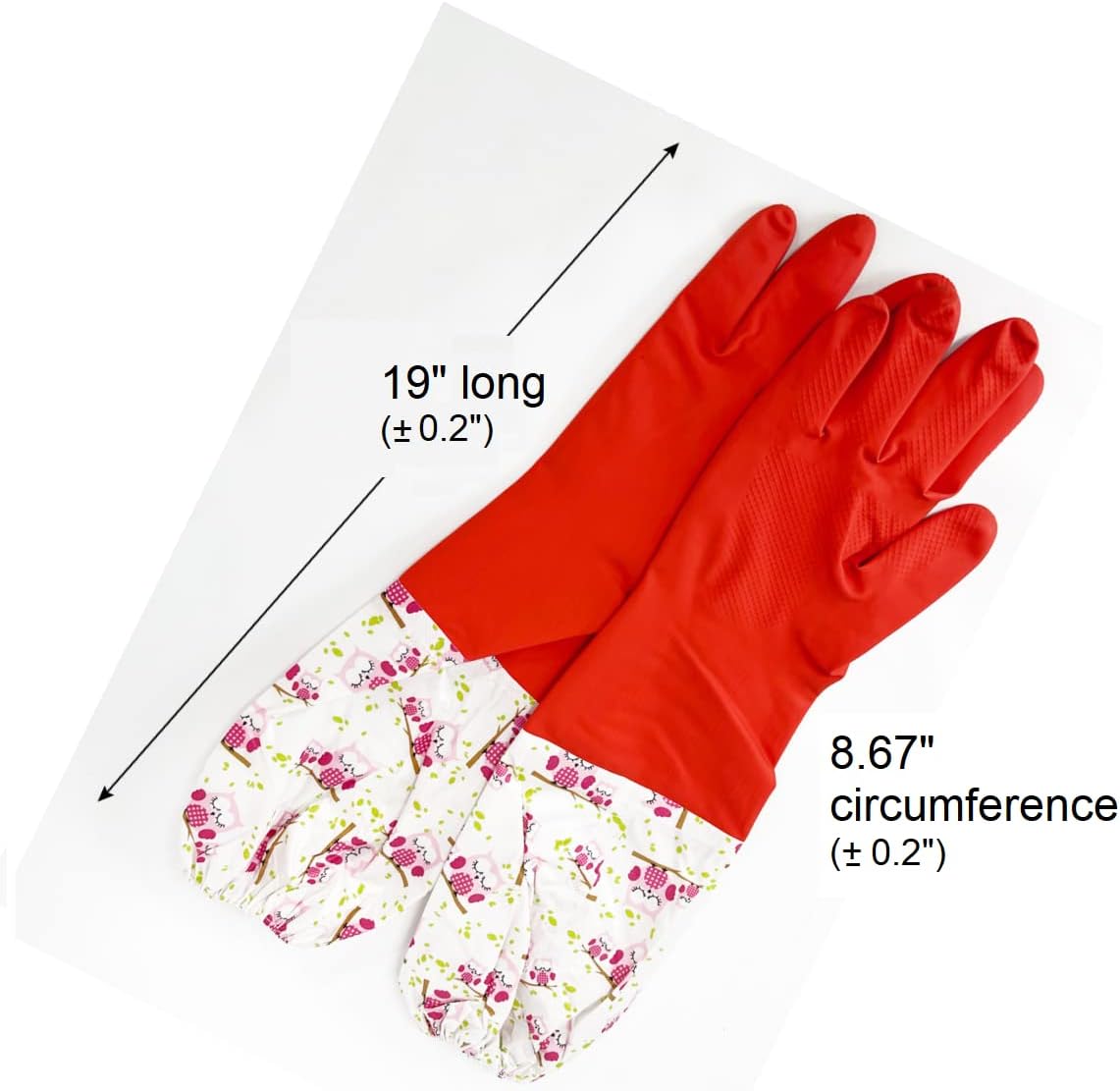 Myungjin Fleece-lined, Long Cuff, Reusable Waterproof Household Dishwashing Non-Slip Cleaning Rubber Gloves (1)