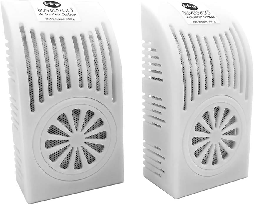 [2-Pack x 200g] Charcoal Bags with Plastic Box, Activated Carbon Bamboo Charcoal Air Purifying Bag for Refrigerator, Wardrobe, Closet, Shoebox, Drawer, Pet Home, Storage Room