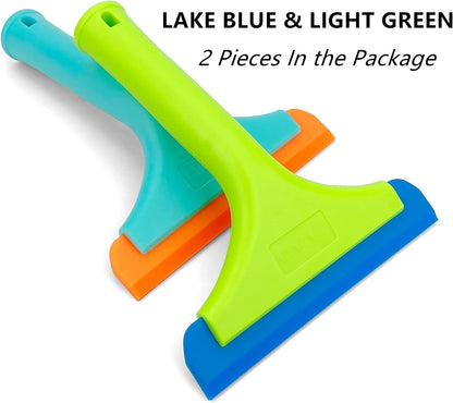 Super Flexible Silicone Squeegee, Auto Water Blade, Water Wiper, Shower Squeegee, 5.9'' Blade and 7.5'' Long Handle, for Car Windshield, Window, Mirror, Glass Door