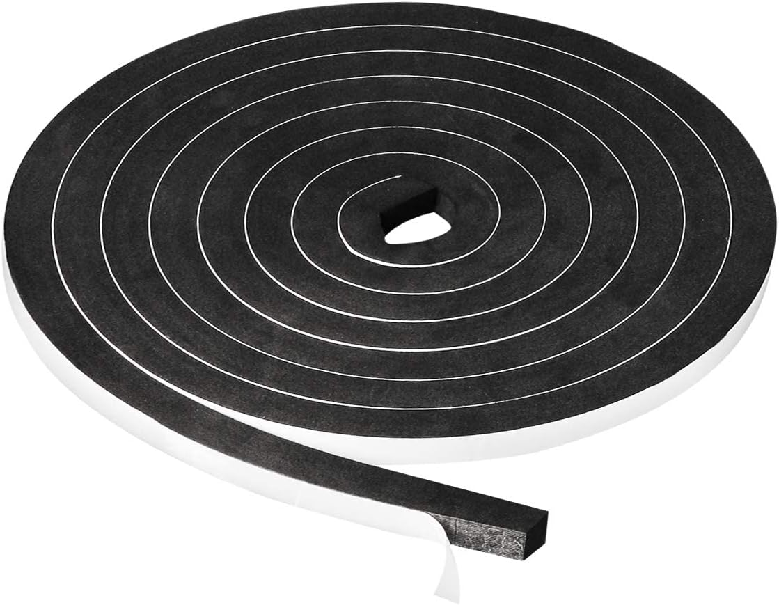 Seal Foam Tape,1/2 Inch W x 1/8 Inch T Weather Stripping for Door and Window,High Density Single Sided Closed Cell Door Insulation Weather Strip, 3 Rolls Total 50FT Black