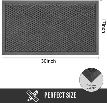 HIYARD Sturdy Front Door Mat, Absorbent Muddy Dirt Resist Welcome Door Mats Outdoor Indoor, Stain and Fade Resistant, Non-Slip Rubber Backing Low Profile Doormat for Entryway, 30×17, Beige
