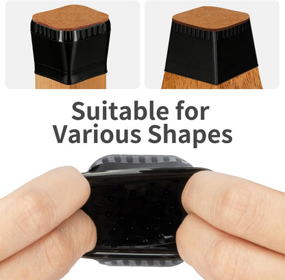 Chair Leg Floor Protectors, 24 Pack Silicone Furniture Pads for Hardwood Floors, Anti-Scratch Furniture Sliders Felt Pads, Noise-Reducing Chair Feet Covers, Table Legs Fit Sizes to(1.3" to 1.97")