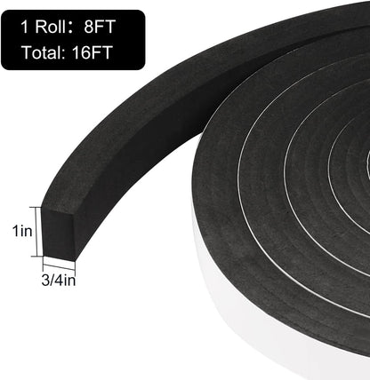 Seal Foam Tape,1/2 Inch W x 1/8 Inch T Weather Stripping for Door and Window,High Density Single Sided Closed Cell Door Insulation Weather Strip, 3 Rolls Total 50FT Black