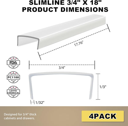 Cabinet Protectors for Kitchen Cabinets, Cabinet Door Protector Trash Drawer Protector Edge Guard, Plastic Slip on Protectors for Cabinets– 3/4" Thick, 18" Length