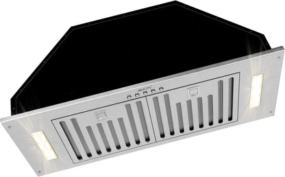 Range Hood Insert/Built-in 36 inch,Ultra Quiet Powerful Vent Hood with LED Lights, 3 Speeds 600 CFM, Stainless Steel - Akicon