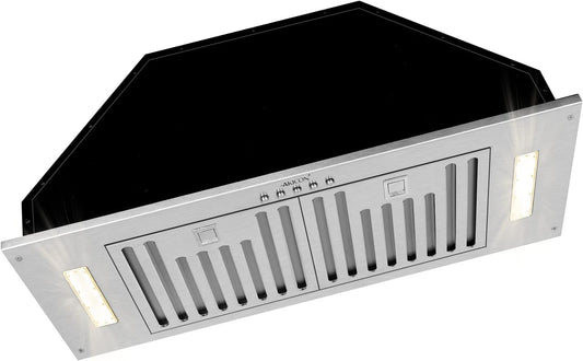 Range Hood Insert/Built-in 36 inch,Ultra Quiet Powerful Vent Hood with LED Lights, 3 Speeds 600 CFM, Stainless Steel - Akicon