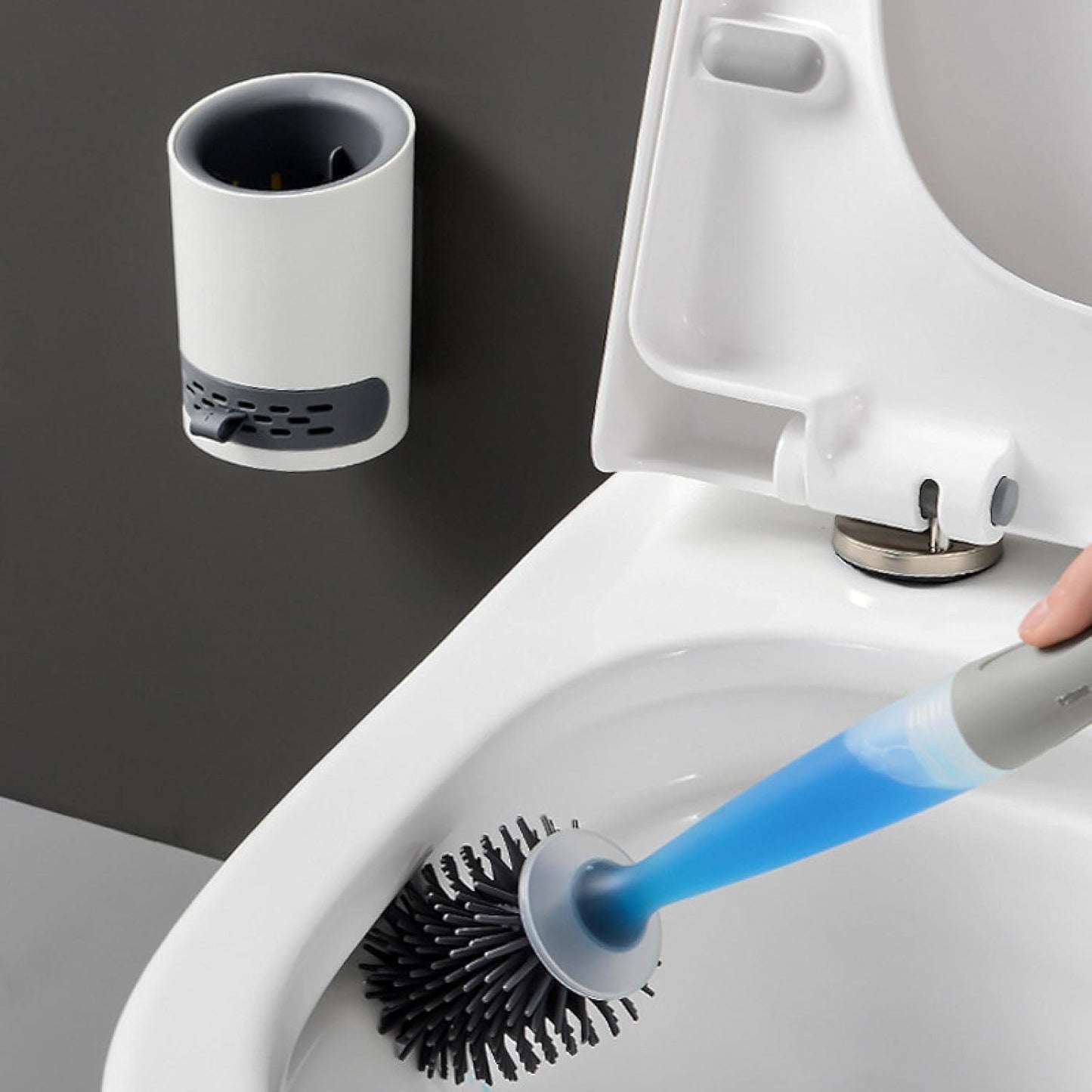 Silicon Toilet Bowl Cleaning Brush Set,Wall Mount Toilet Brush Refillable Toilet Brush Diatom Mud Absorbent Soft Bristled Silicone Toilet Brush