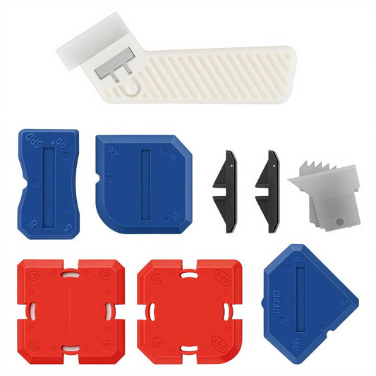 11 Pcs Silicone Caulking Tools and Grout Removal Tool, Silicone Caulk Tools Finishing Kit, Professional Caulking Removal ToolCaulk Finishing Tool Set Sealant Profiling Kit with Guides