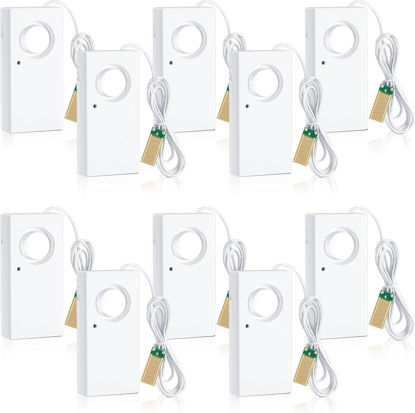 Hoteam 5 Pcs Water Sensor Alarm Leak Detector 120db Water Leak Alarm 9v Battery Flood Sensor Detector Overflow Security Alert for Home Basement Kitchen Garage Bath Tub Sink, White