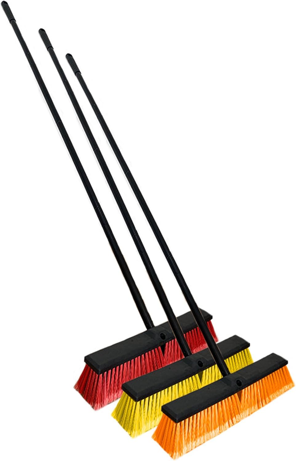 24" Outdoor Push Broom with 65" Extendable Pole, Heavy Duty Stiff Bristle for Floor Cleaning, Patio, Deck, Driveway, Garage, Yard, Warehouse Sweeping (Red, 18" Brush Head)