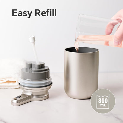 LAOPAO Automatic Soap Dispenser, Foaming Hand Soap Dispenser for Bathroom Kitchen ABS Rechargeable Touchless Hand Soap Pump 10oz, Xmas Gift, Light Silver Plastic
