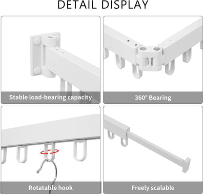 RFOUO Wall Mounted Clothes Drying Rack,Drying Rack Clothing Wall Mount with Foldable Features(Tri-Fold),Space Saver,Wall Mounted Drying Rack for Laundry Balcony Bathroom (White)