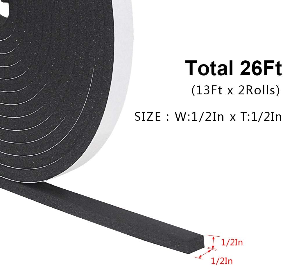 Weather Stripping Door Seal Strip for Doors and Windows, 1In x 1/8In x 33Ft x 2 Roll Foam Insulation Tape Self Adhesive,Sound Proof,Weatherstrip,Pipe Cooling, Air Conditioning Seal Strip - Colors B