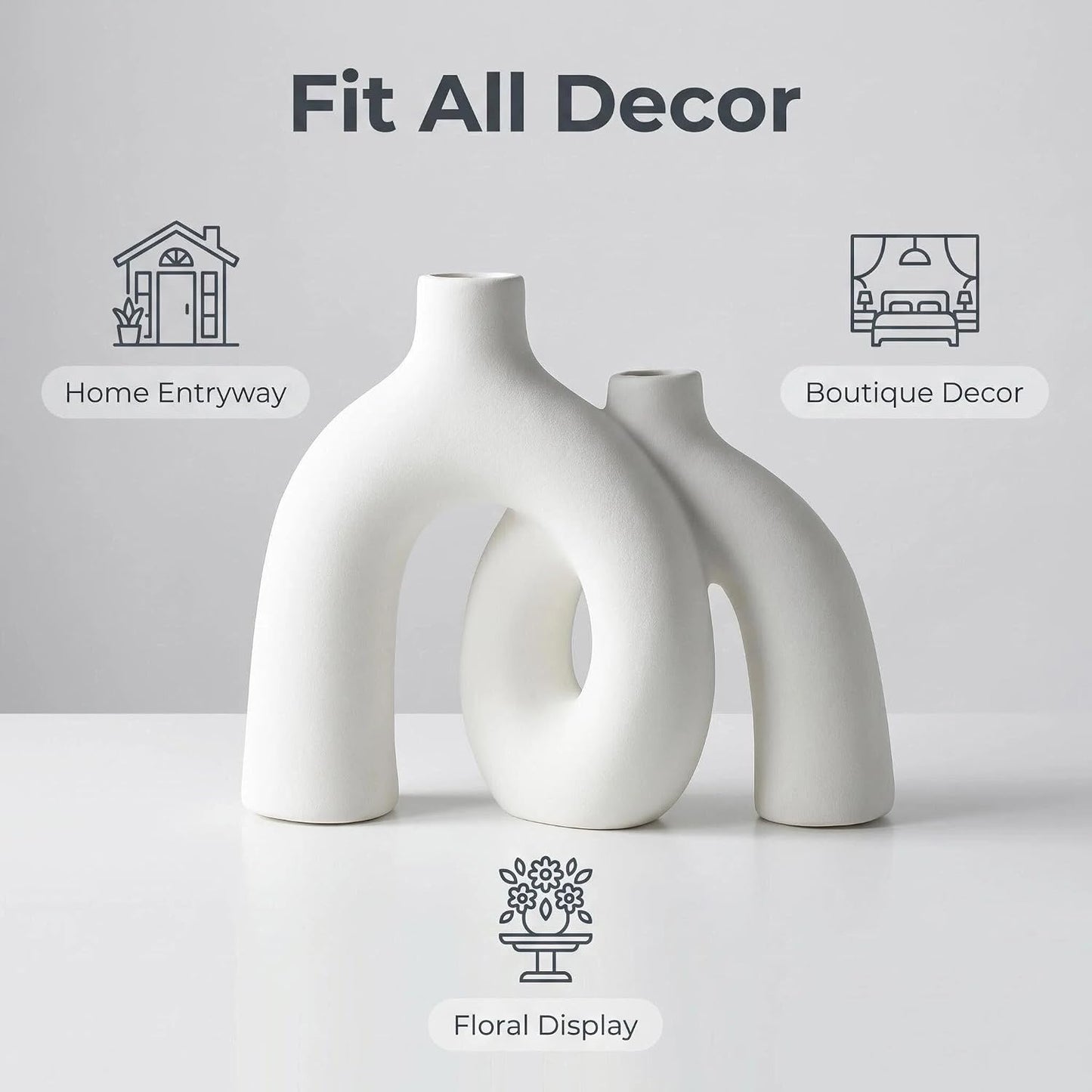 CEMABT Modern Nordic Boho Vase Set - Elegant Beige Matte Ceramic Vase for Living Room, Bookshelf, Mantel, Entryway Table & Console Decor | Home Decor Shelf Decorations Easter Gift