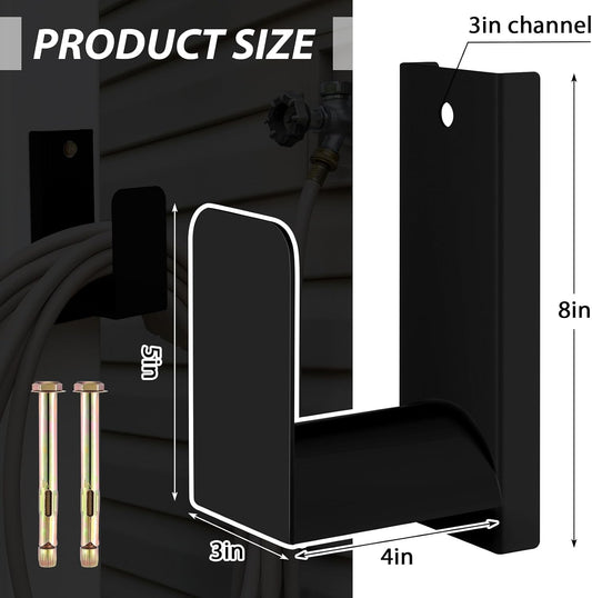 CroBlissful Garden Hose Holder Wall Mount Garden Water Hose Hanger Metal Line Hanger Holds Over 100' Heavy Duty Bracket for Outside Expandable Extension Cords Ropes Holder(White)