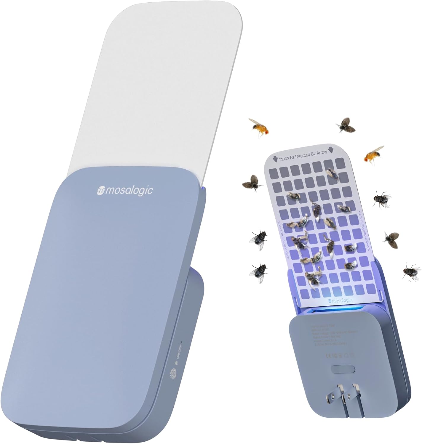 Mosalogic Fruit Fly Traps for House Use Gnat Trap Flying Insect Trapper Plug-in Mosquito Killer Indoor Gnat Moth Catcher Fly Tapper with Night Light UV Attractant Catcher for Home Office White-1PACK