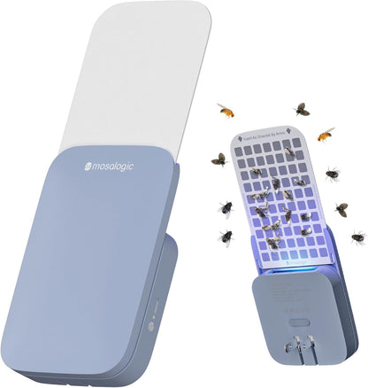 Mosalogic Fruit Fly Traps for House Use Gnat Trap Flying Insect Trapper Plug-in Mosquito Killer Indoor Gnat Moth Catcher Fly Tapper with Night Light UV Attractant Catcher for Home Office White-1PACK