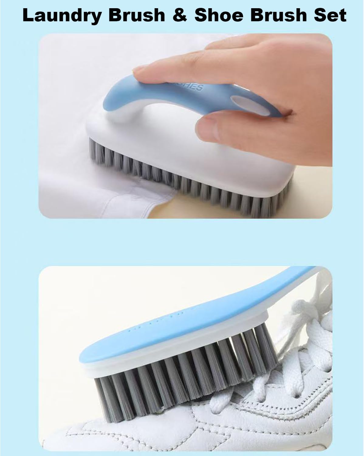 Scrub Brush for Stains-2 Pack Fabric Cleaning Brush,Laundry Stain Remover Brush,Clothes Scrub Brushes Cleaner Soft Bristle Scrubbing Brushes Household Cleaning for Carpet Clothes Bags & More (Gray)