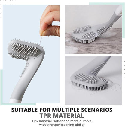 Silicone Toilet Brush,Golf Toilet Bowl Brush and Holder Set Long Handle No Dead Ends Flexible Toilet Cleaner Brush Wall-Mounted Toilet Cleaning Brush with Holder (Black)