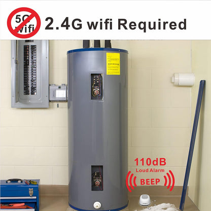 Water Alarm Sensor with 80dB Loud Sound WiFi Leak Detector, Overflow Leak Alarm, Remote Monitoring leaker for Water Heater Basement Sewage Pump, TUYA/Smart Life APP Notification