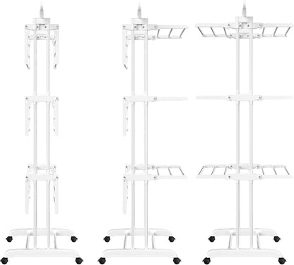 HOMIDEC Clothes Drying Rack, Oversized 4-Tier(67.7" High) Foldable Stainless Steel Drying Rack Clothing, Movable Drying Rack with 4 castors, 24 Drying Poles and 14 Hooks for Bed Linen, Clothing, Grey