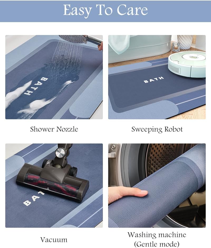 MontVoo-Bath Mat-Bathroom Mat Rug Non Slip Super Absorbent Stain Resistant Quick Dry Thin Bath Rug-Bath Mats for Bathroom Floor Bathtub Vanity-Bathmat Bath Rug Easy Care-17"x27" Grey