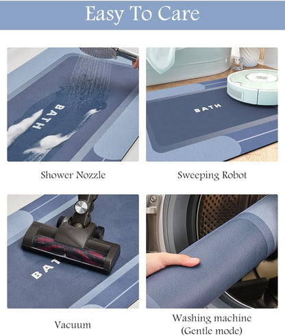 MontVoo-Bath Mat-Bathroom Mat Rug Non Slip Super Absorbent Stain Resistant Quick Dry Thin Bath Rug-Bath Mats for Bathroom Floor Bathtub Vanity-Bathmat Bath Rug Easy Care-17"x27" Grey