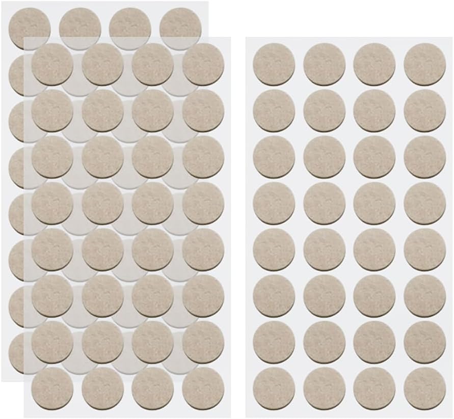 96 Pcs 2cm Round Felt Furniture Pads Non Slip Chair Leg Pads Self Adhesive Floor Protectors Bumpers Furniture Feet Stoppers Sticky Table Leg Pads for Wood Floors