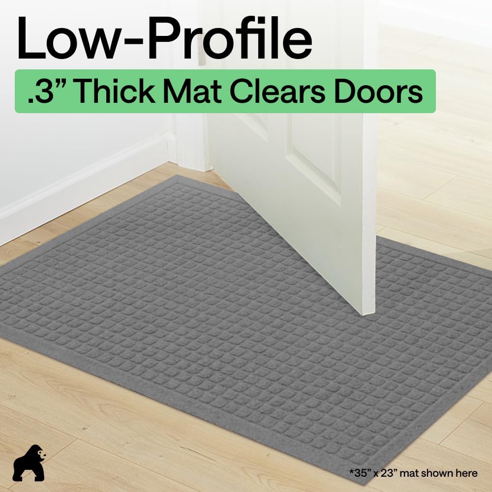 GORILLA GRIP® Ultra Absorbent Front Door Mat Outside Entrance, Traps Dirt and Moisture, HydroABSORB Indoor Outdoor Doormat Holds Up to 1.7 Cups Water, Stain and Fade Resistant Welcome Mat, 29x17 Black