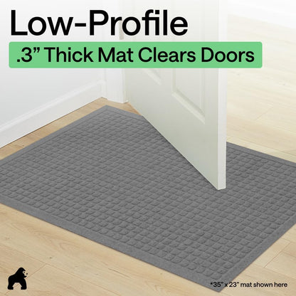 GORILLA GRIP® Ultra Absorbent Front Door Mat Outside Entrance, Traps Dirt and Moisture, HydroABSORB Indoor Outdoor Doormat Holds Up to 1.7 Cups Water, Stain and Fade Resistant Welcome Mat, 29x17 Black