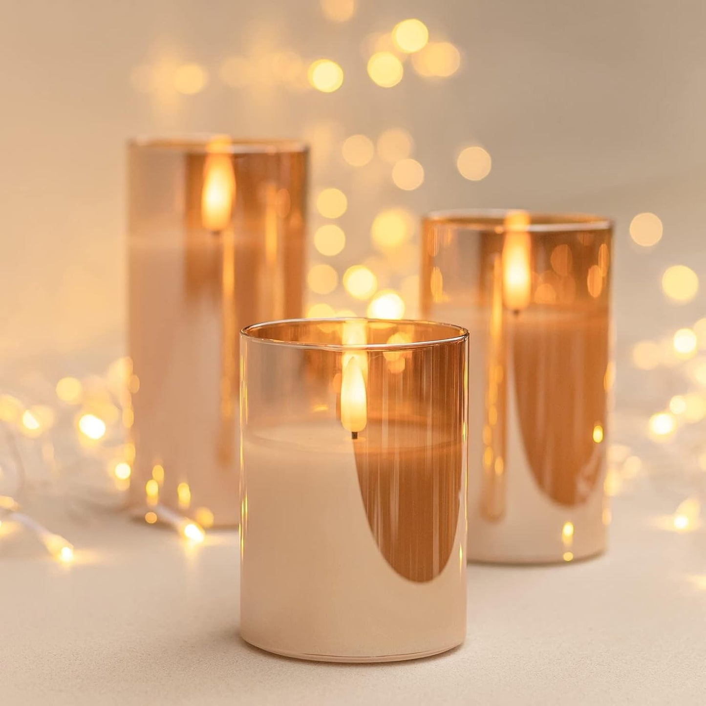 ANGELLOONG Flickering Flameless Candles, Realistic Battery Operated Candles with Remote and Timer, Set of 3 LED Candles for Room Fall Home Wedding Decor Centerpieces Table Party Valentines Decorations