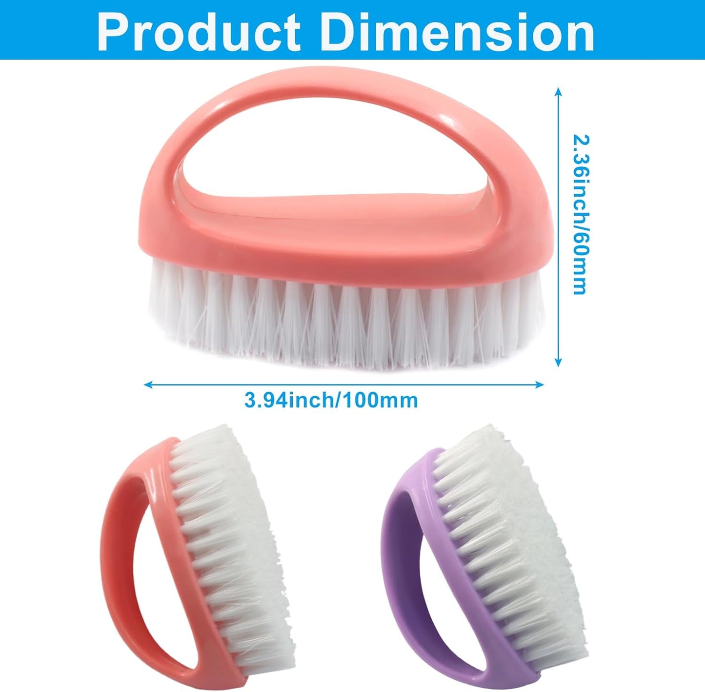 BokWin 2-Pack Heavy-Duty Scrubbing Brushes for Cleaning with Stiff Nylon Bristles, Scrubber Cleaner Brush for Tile, Bathtub, Sink & Kitchen Surfaces, Comfort Grip Handle (Purple and Pink)