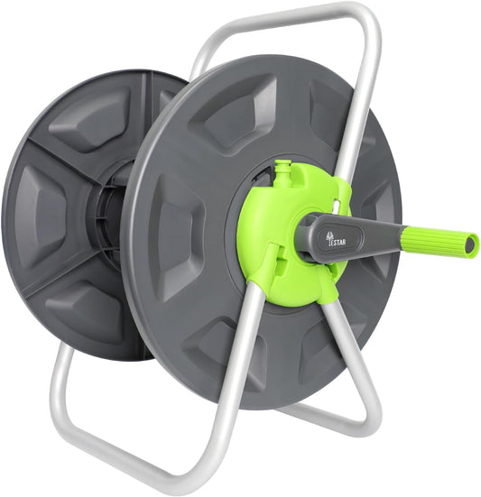 Garden Water Hose Reel Cart, Holds 65-100 Ft of 5/8 Inch, Wall Mounted Garden Hose Cart, Portable Hose Holder for Convenient Hose Storage and Watering