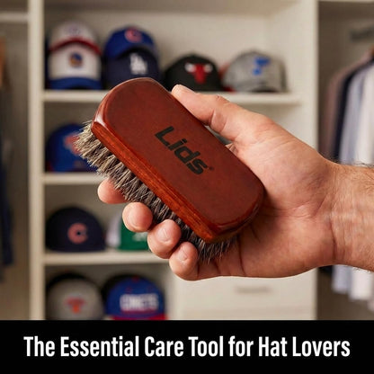 Lids Premium Horsehair Hat Brush - Soft Bristle Wood Handle Felt Hat Cleaner - Professional Hat Brush Cleaning Removes Dust Stains Pet Hair from Cowboy, Felt, Wool Fedoras, Baseball Caps & Snapbacks