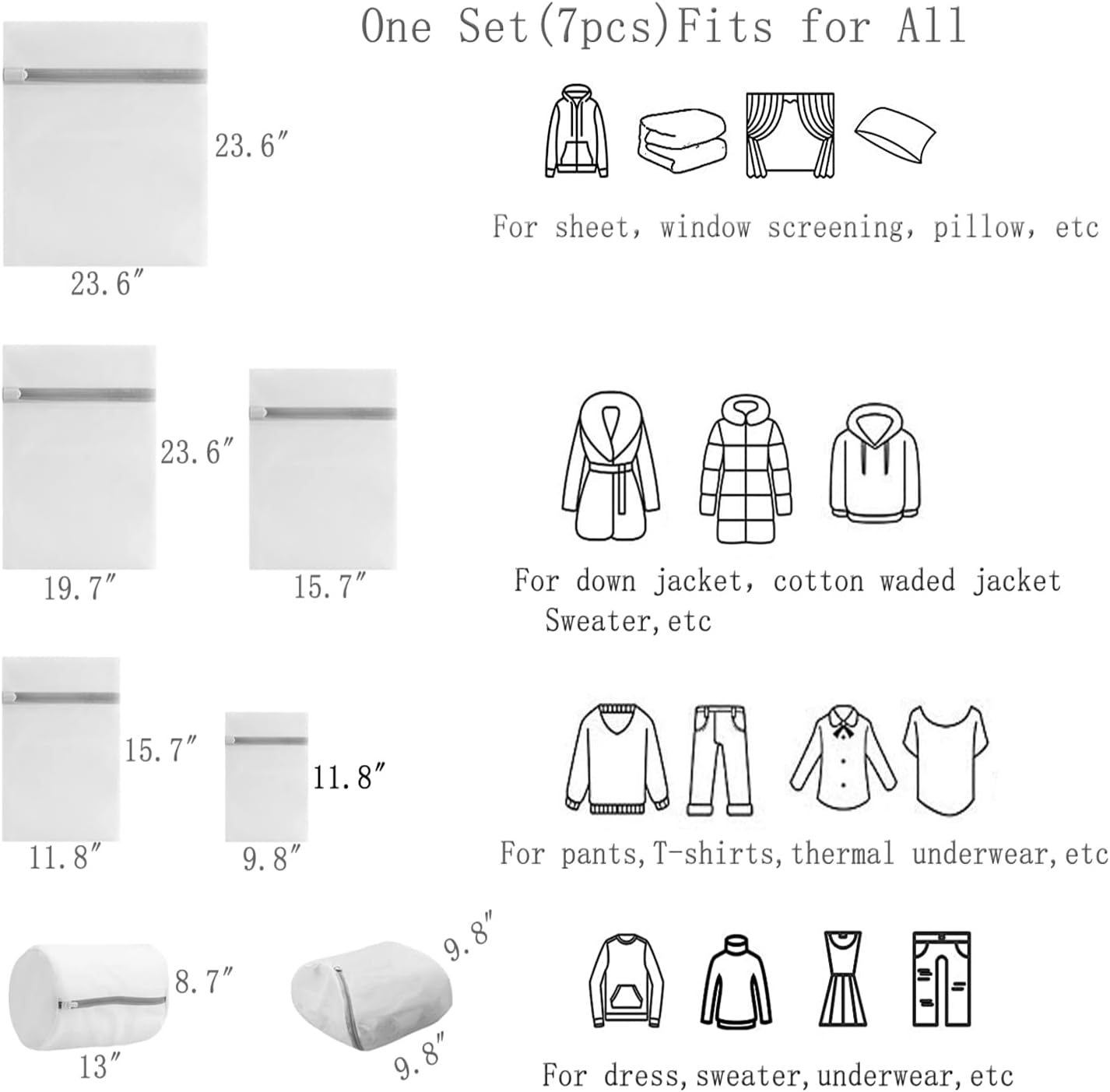 Mesh Laundry Bags - 9pcs Premium Zippered Fine Mesh Laundry Bags Set, Delicate & Lingerie Washing Organizer