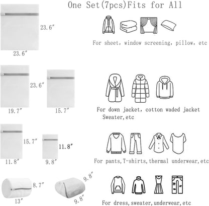 Mesh Laundry Bags - 9pcs Premium Zippered Fine Mesh Laundry Bags Set, Delicate & Lingerie Washing Organizer