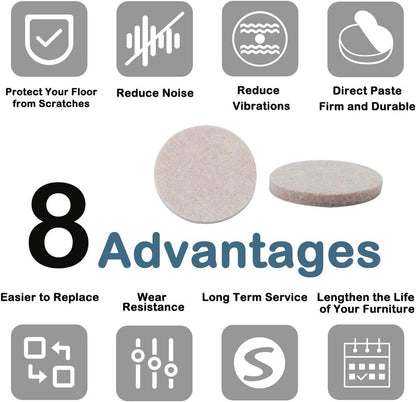 uxcell 40pcs Furniture Pads Square 7/8" Self-Stick Non-Slip Anti-Scratch Felt Pads for Chair Feet Floor Protector Beige
