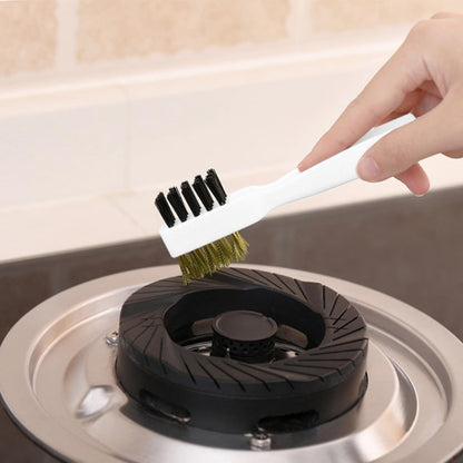 Gas Stove Cleaning Brush and Kitchen Scrub Brush with Brass Wire Bristles for Pot Bottom and Cooktop Crevice Deep Cleaning