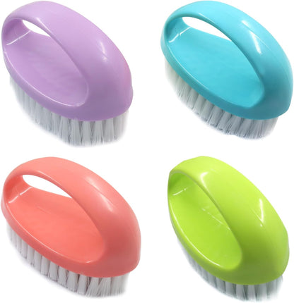 BokWin 2-Pack Heavy-Duty Scrubbing Brushes for Cleaning with Stiff Nylon Bristles, Scrubber Cleaner Brush for Tile, Bathtub, Sink & Kitchen Surfaces, Comfort Grip Handle (Purple and Pink)