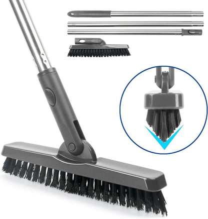 CELOX Grout Brush with Long Handle, 180°Rotation Tile Grout Cleaning Brush, Gray