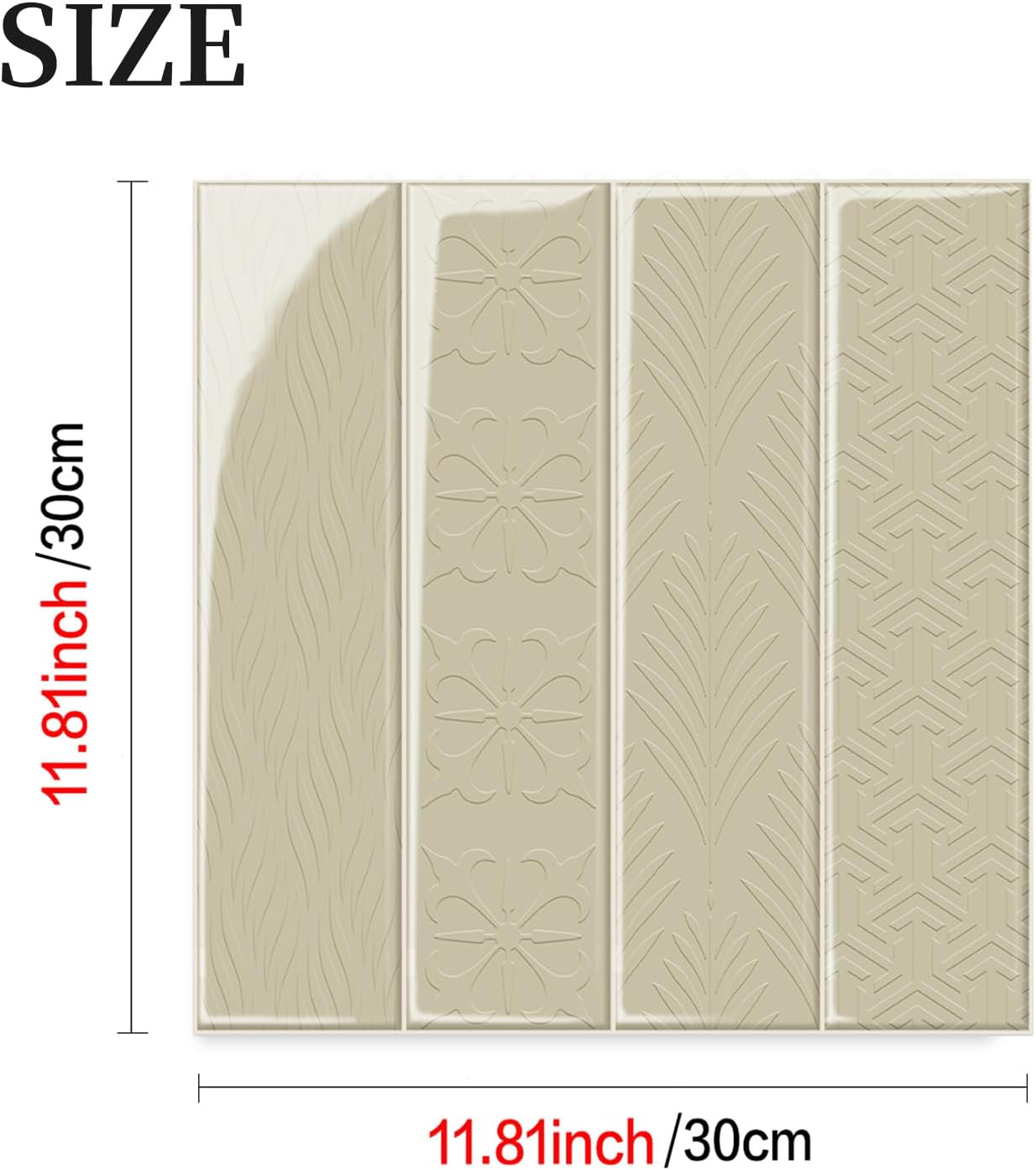 Alwayspon 10 Sheets 12x12inch Beige 3D Vinyl Backsplash Tiles, Self-Adhesive Peel and Stick Wall Tile Stickers Stick on Subway Tiles for Kitchen Bathroom Wall
